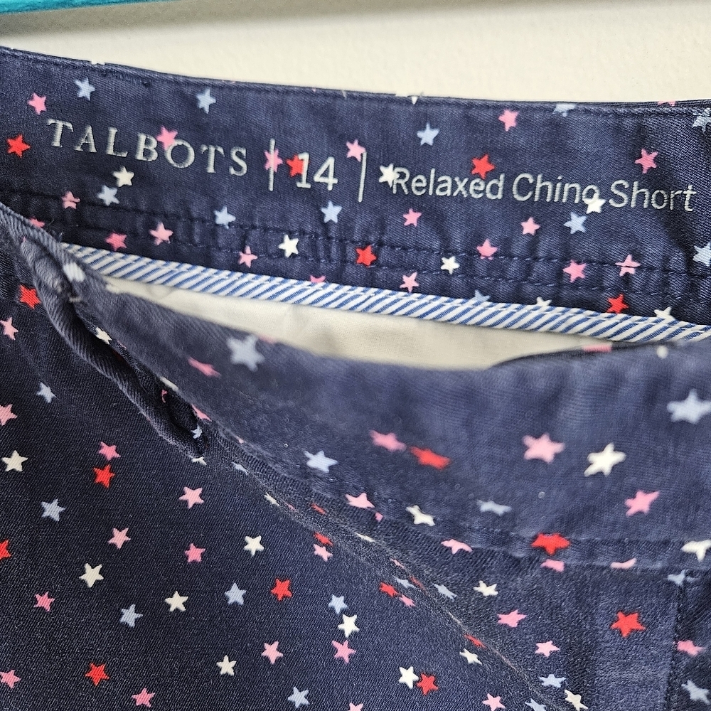 Talbots Women's Relaxed Chino Shorts Navy Mini Stars Size 14 - Picture 4 of 11
